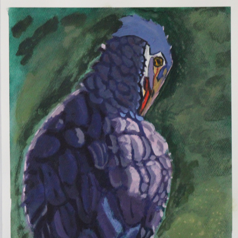 6. Green Heron in Morning: depicts a grooming green heron, its back is to us, the sunrise is beginning to brighten up the scene. #New Beginnings #Nature #Growth. 12 inches by 16 inches. Acrylic on watercolor paper. $200